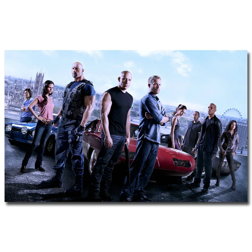 Постер из шелковой ткани Fast and Furious 7 принт 13x20 24x36 дюймов картина фильма с полом