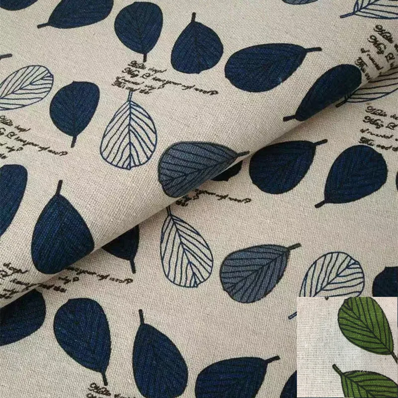 Хлопковая и льняная ткань с принтом листьев для штор|linen blend fabric|printed cotton fabriccotton