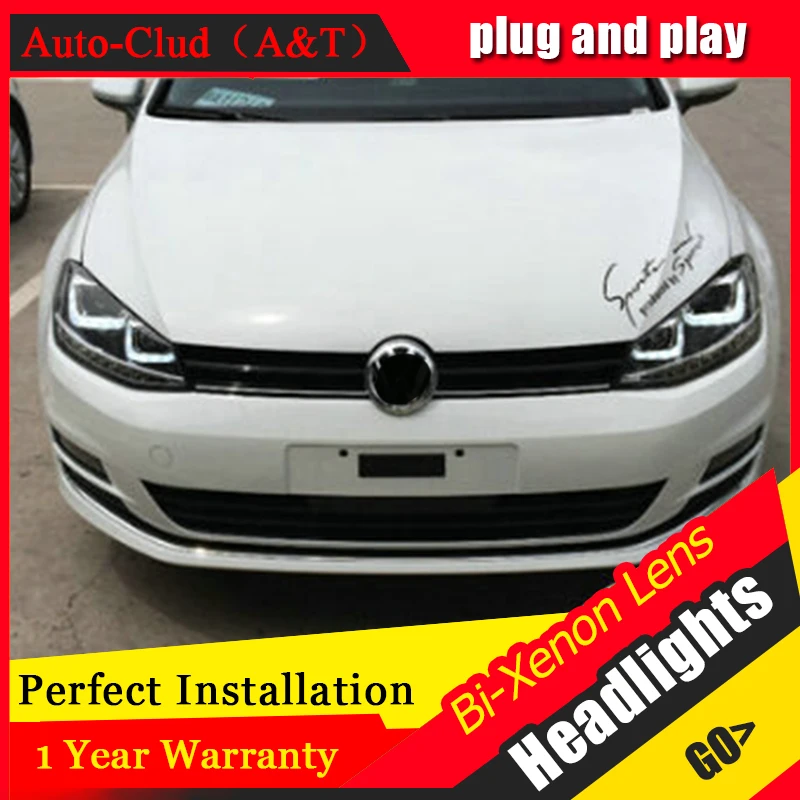 Автоматический Clud для vw golf 7 фары двойной U Ангельские глазки DRL автомобильный