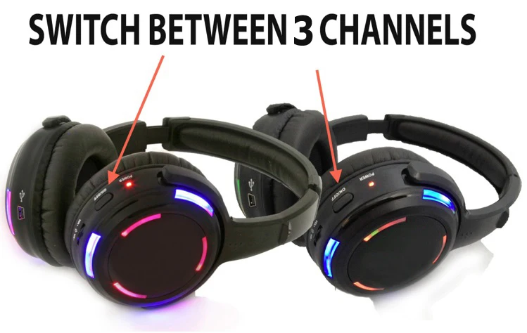 Профессиональные светодиодные беспроводные наушники Silent Disco complete system тихий