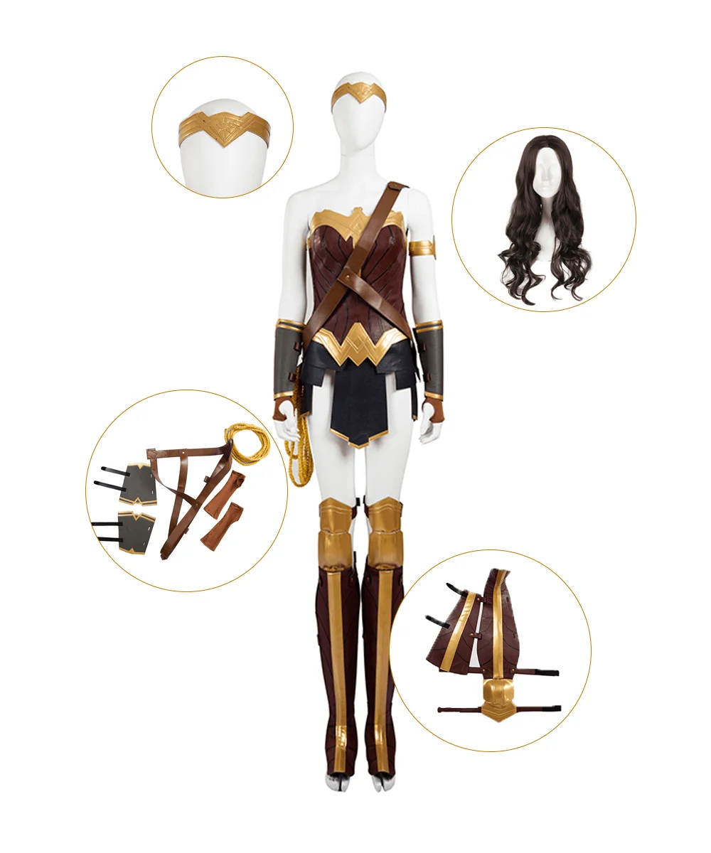 Костюм для косплея Чудо-Женщина Диана на заказ Полный комплект Обувь с париком |