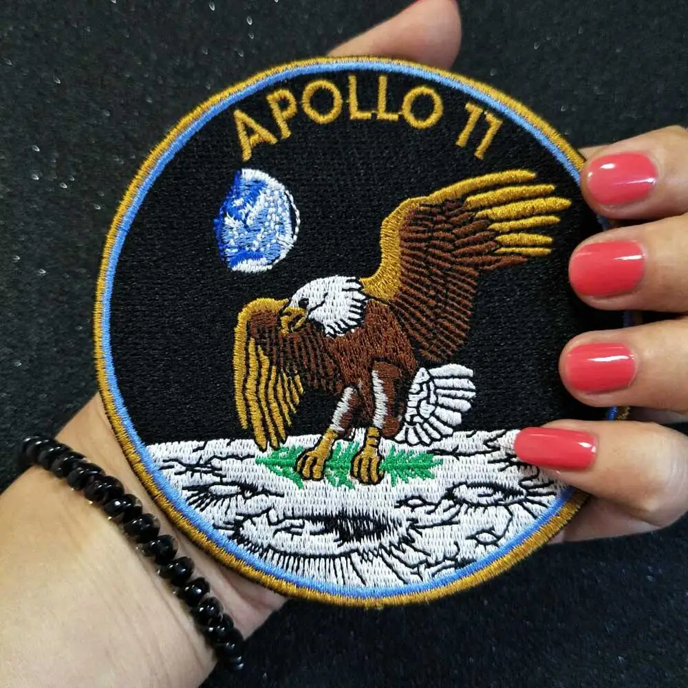 Вышитая аппликация APOLLO 11 железная нашивка этикетка для шитья панк байкерские