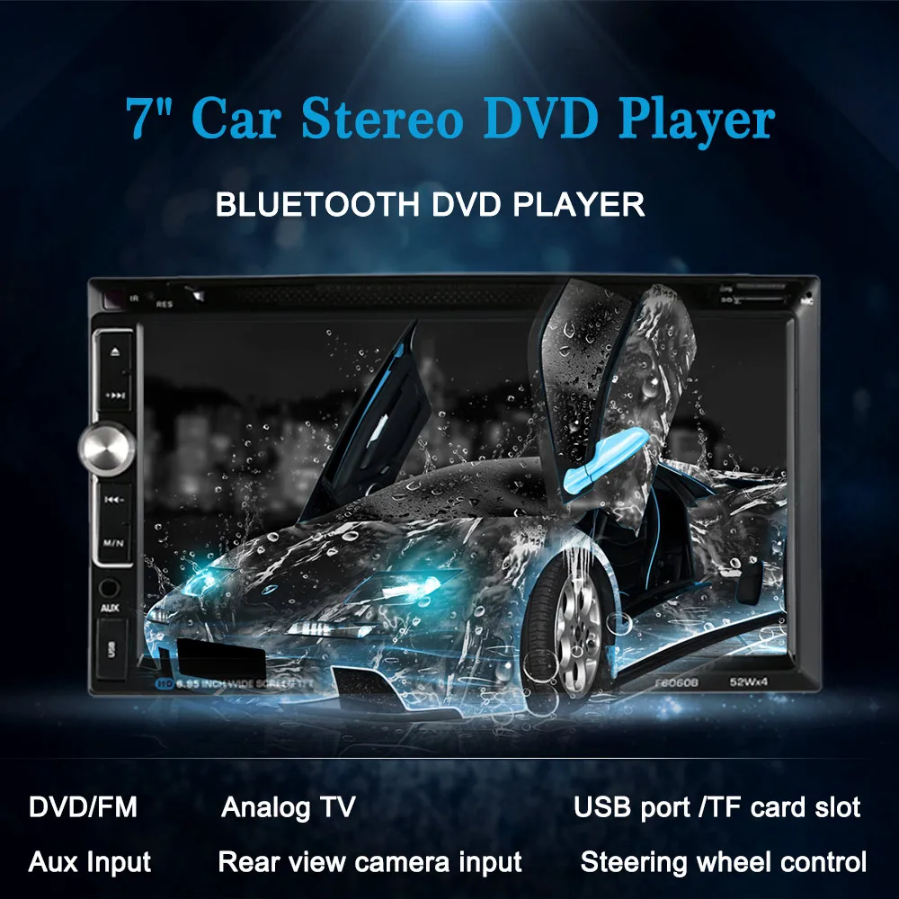 7 дюймовый автомобильный радиоплеер HD сенсорный экран + BT DVD/FM USB порт/Слот для TF