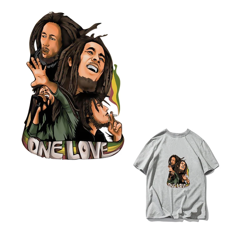 Нашивки для одежды Bob Marley, переводные наклейки для печати под давлением, наклейки из железа, сделай сам, украшение ручной работы, аппликация для джинсовых пальто, футболки E0165