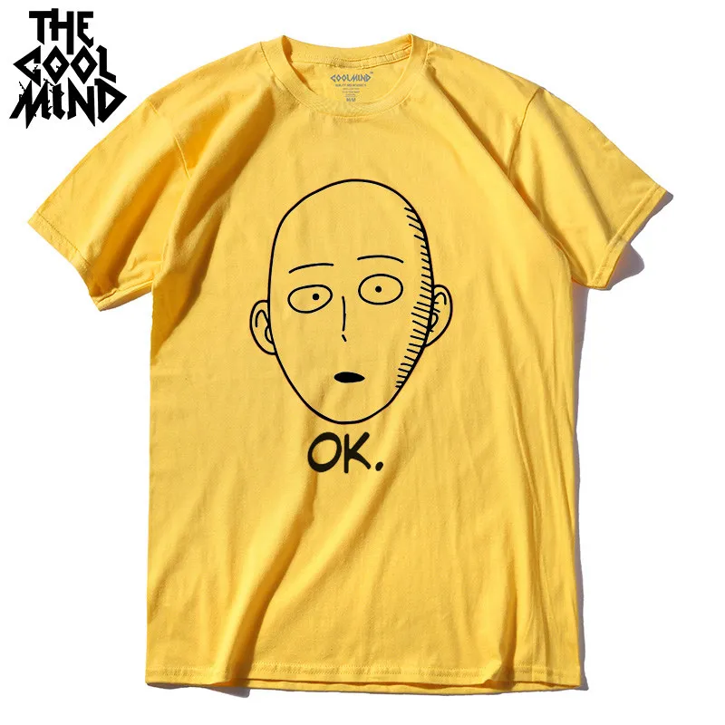 Мужская футболка из хлопка с принтом Аниме One Punch Man, модная, классная, удобная, Мужская футболка, Повседневная футболка для мужчин - Цвет: YEW
