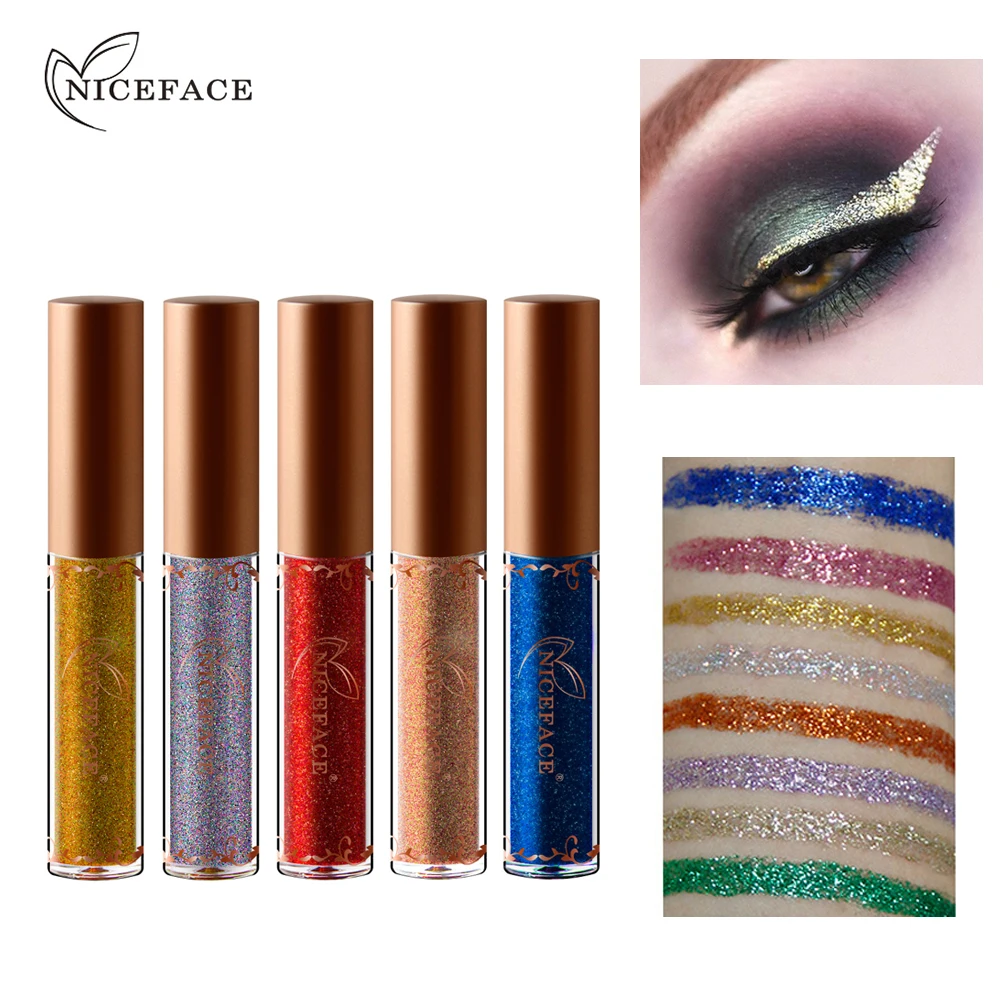 Niceface Diamond Glitter Eye Liner Waterproof Makeup Eyeshadow Pigment Shining Liquid Eyeliner Pencil Shimmer Blue Long Lasting |
