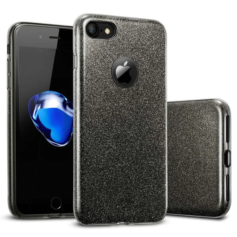 Black 3 слоя стойкий к падениям, сделан из блеск Чехол для iphone XR XS MAX X 6 7 6S плюс 8 SE 5 5S полный корпус противоударный чехол-Броня из ПК+ ТПУ защитный чехол - Цвет: Black
