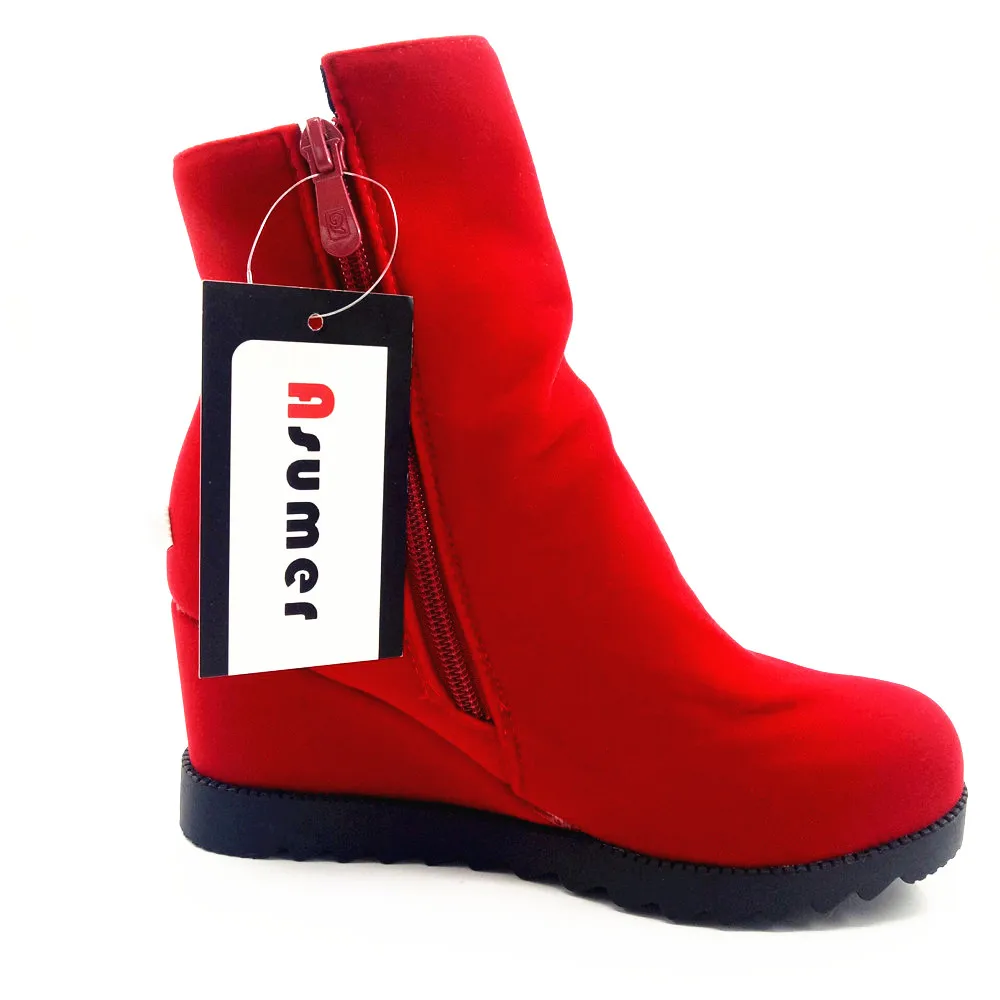 Женские ботильоны на молнии с круглым носком Размеры 33 43|wedge boots|ladies bootsladies fashion boots