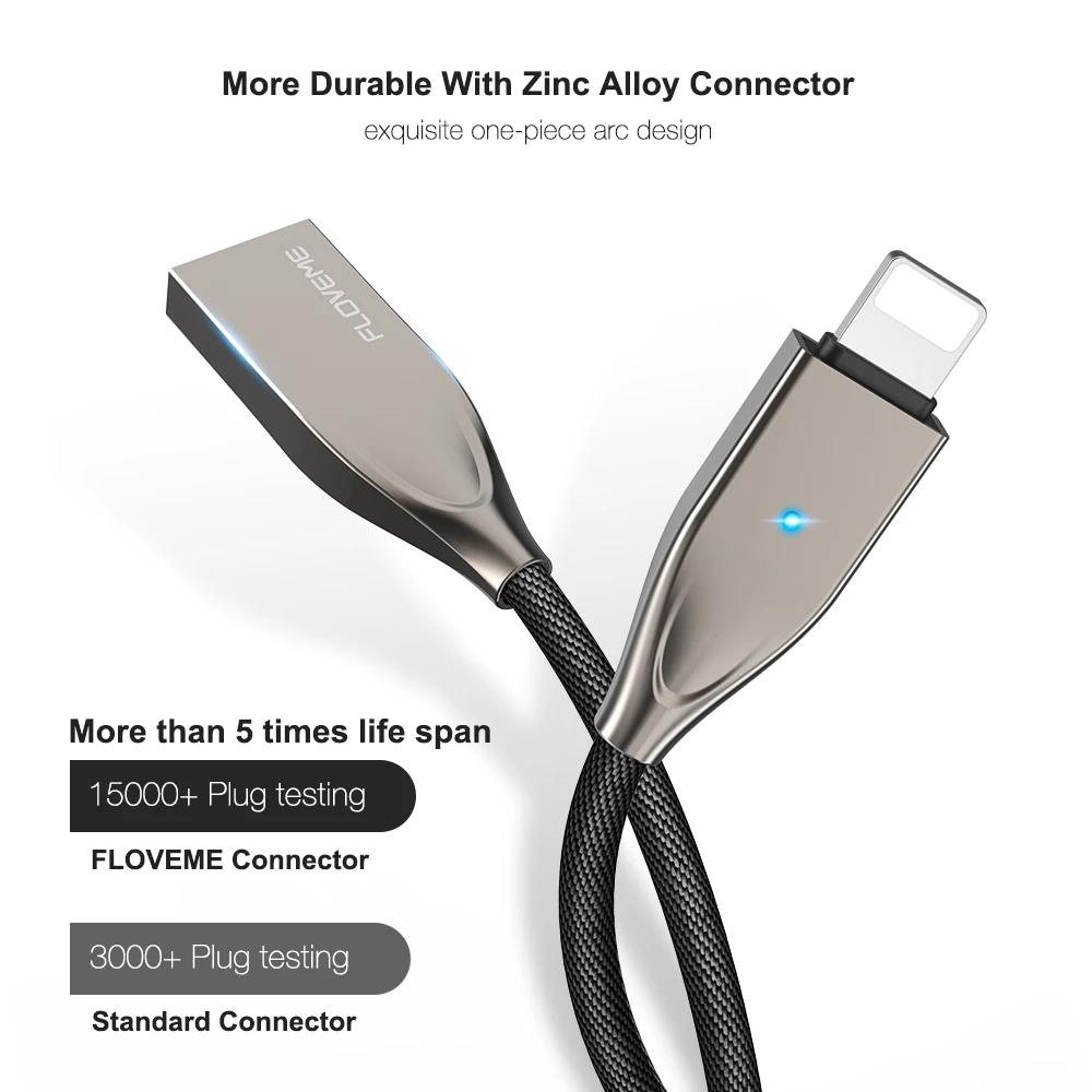 FLOVEME For Lightning To USB Cable iPhone 11 XS MAX XR X 8 7 iPad Charger 1.2M Safe durable LED Sync Fast Charging | Мобильные
