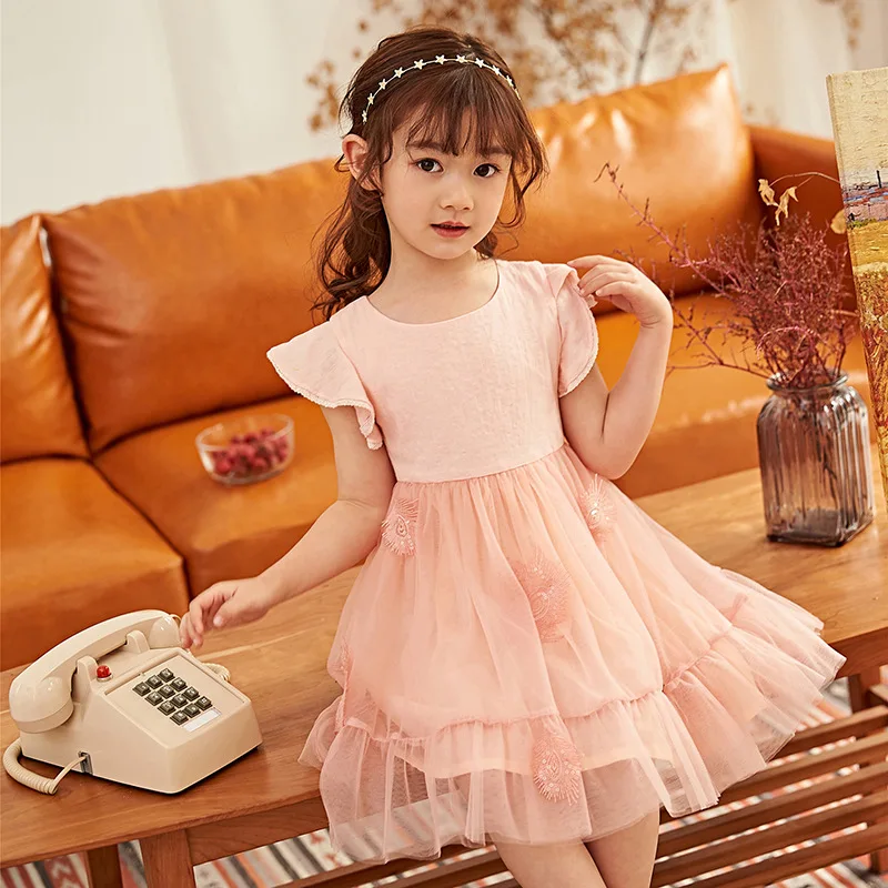 Летнее Детское платье-пачка принцессы с рукавами-крылышками для девочек