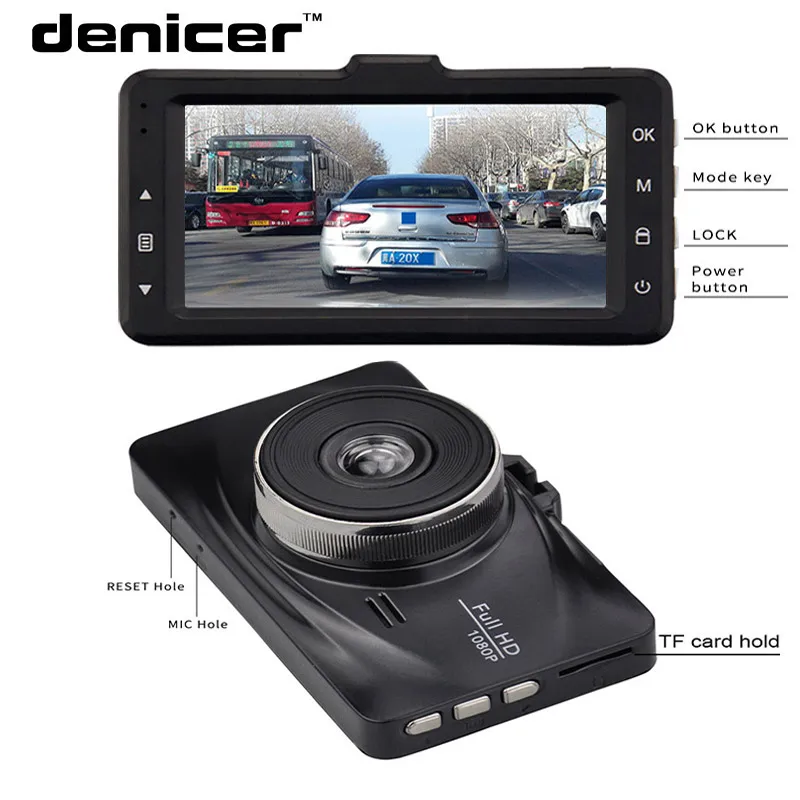 Denicer Автомобильный видеорегистратор Novatek DashCam Ночное видение автомобиля Камера