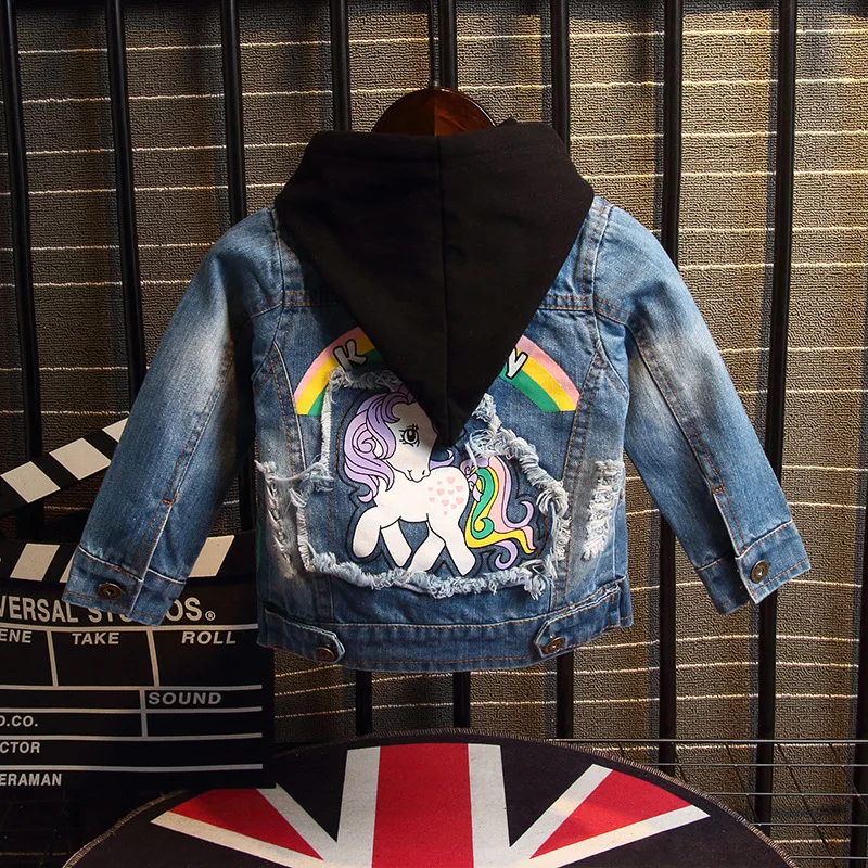 Джинсовая куртка для мальчиков и девочек радужная детская верхняя одежда пальто