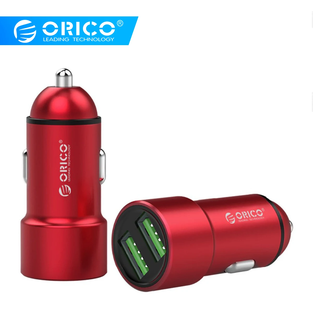 ORICO 12 Вт макс Алюминиевый мини USB Автомобильное зарядное устройство с двумя usb