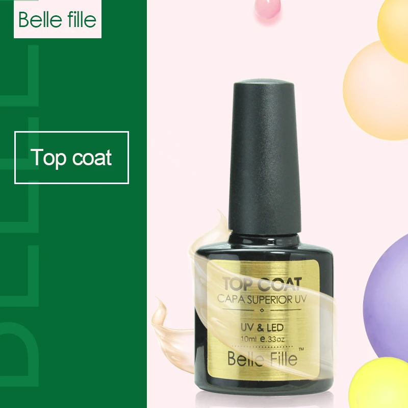 Belle Fille Гель-лак для ногтей Базовое покрытие верхнее лак гель Soak Off UV светодио дный