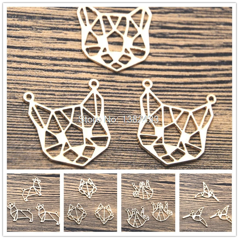 15 шт. Очаровательные животные золотой тон оригами слон лиса Единорог кролик