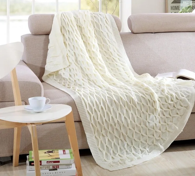 Высококачественное однотонное трикотажное одеяло из 100% хлопка чехол для дивана