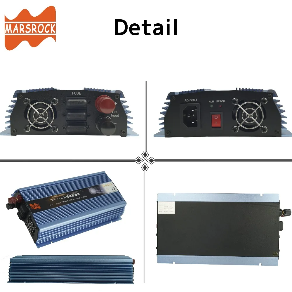 1000W 20-50VDC сетевой инвертор, 90-140VAC чистая синусоида инвертор для 24 V, 30 V, 36V PV модуль и ветряная турбина