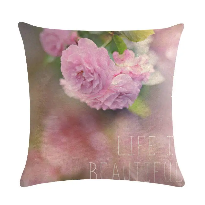 Современный стиль кантри розовый цветок тюльпан хлопковая наволочка для подушки