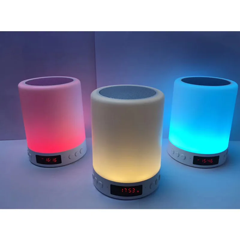 HZFCEW цветной Ночной светильник с bluetooth-динамиком, умный портативный беспроводной BLE динамик, настольная лампа с сенсорным управлением и будильник