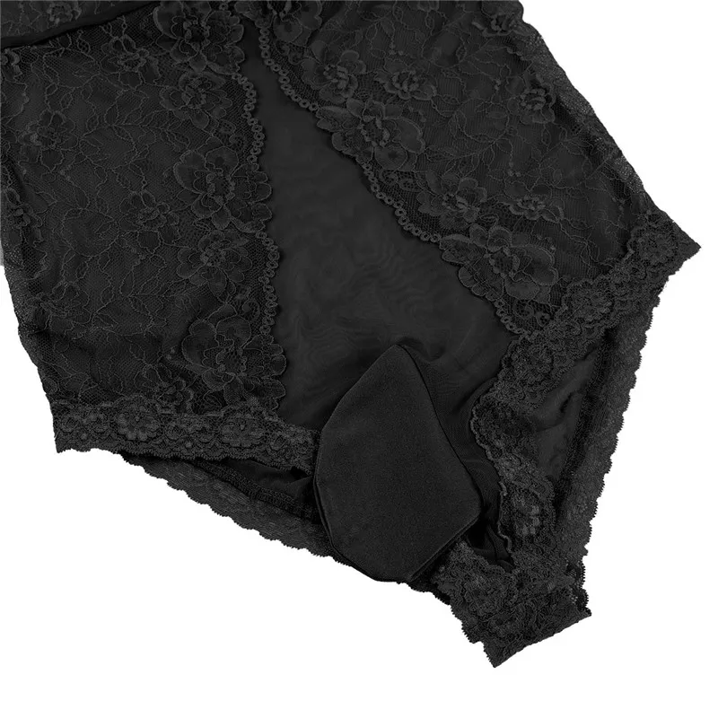 Мужской Цельный боди нижнее белье прозрачное кросс-платье регулируемый глубокий