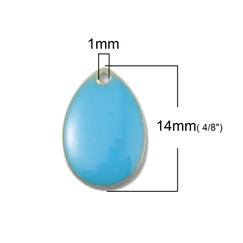 1 DoreenBeads популярная модная медная эмалированная Подвеска со стразами в форме капли, латунные красочные ювелирные изделия, самодельные Подвески 14 мм x 10 мм, 10 шт - Окраска металла: 1