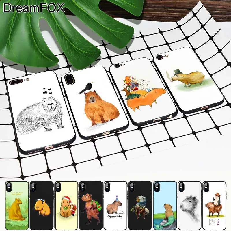M421 Paniting Capybara Black Soft TPU Silicone Case Cover For Apple iPhone 11 Pro XR XS Max X 8 7 6 6S Plus 5 5S 5G SE |
