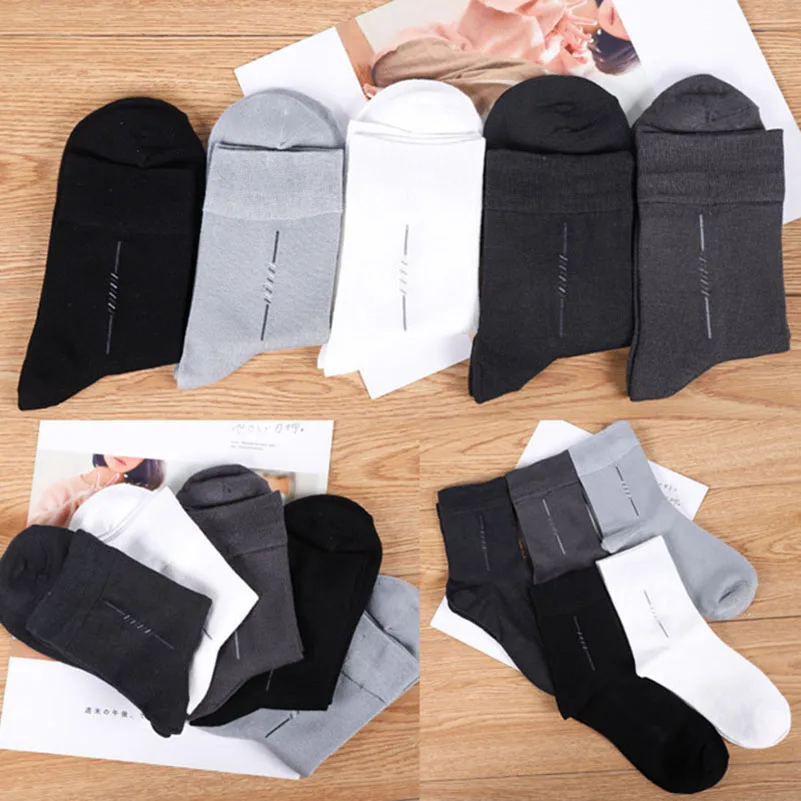 Носки мужские деловые 5 пар хлопок повседневные черные белые на осень/зиму |