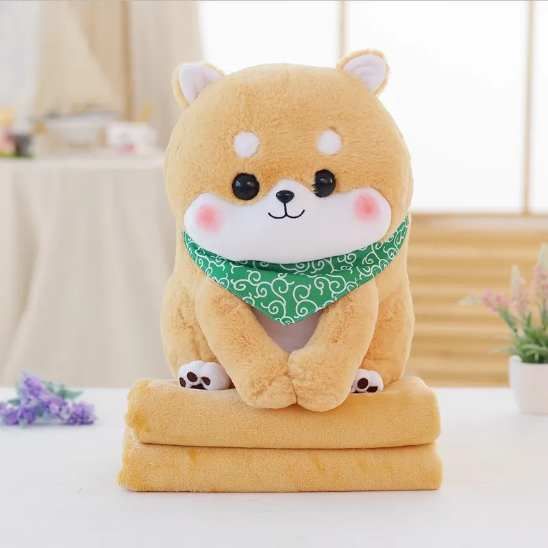 PUNIDAMAN Cute Cartoon Stuffed Animals Shiba Inu Plush Toy Dog with Blanket - Soft Pillow Christmas Gift for Kids image 4