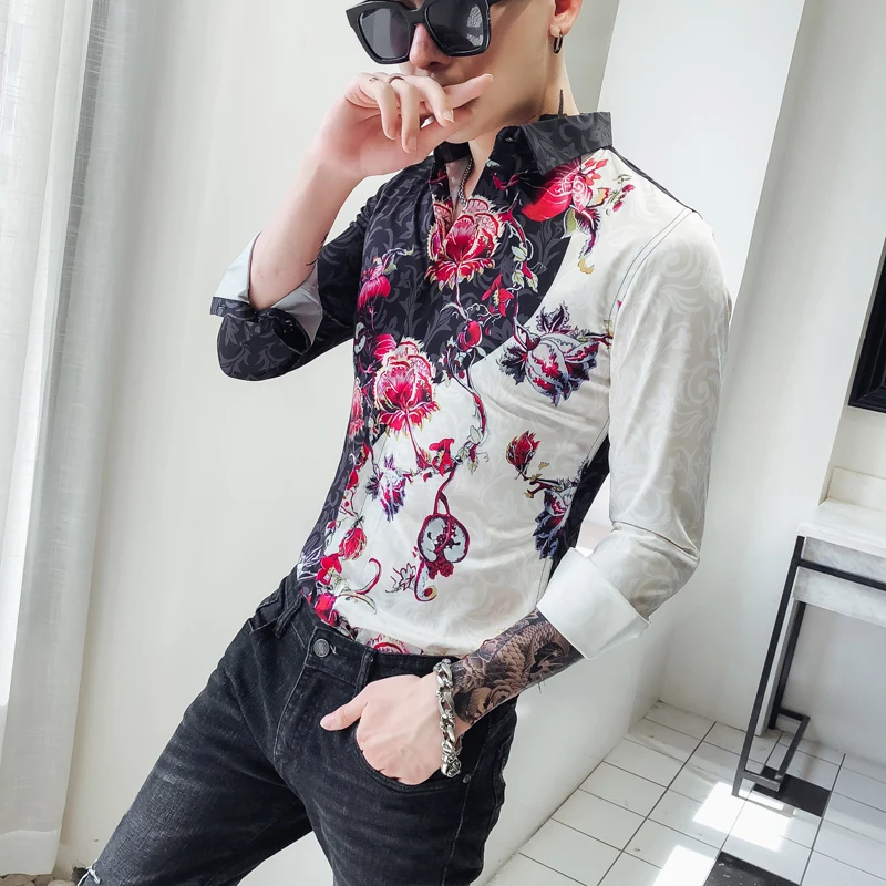 Модные рубашки для мужчин облегающие Camisa Social Masculina новинка 2018 Осенние Клубные