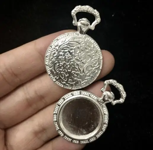 base silver 5 шт. металлические квадратные карманные часы с ободком поднос амулеты УФ-полимер для поделок Сделай Сам аксессуары Spindrift кружева круглые овальные часы кулон ювелирные изделия - Цвет: base silver