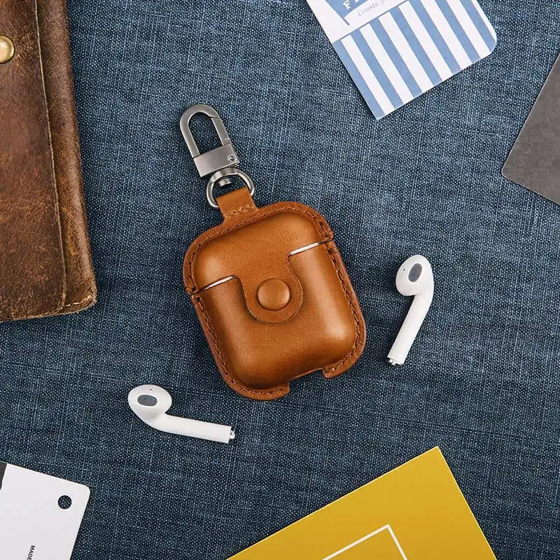 USAMS Роскошный чехол из натуральной кожи для Apple гарнитура Airpods защитный Air Pods