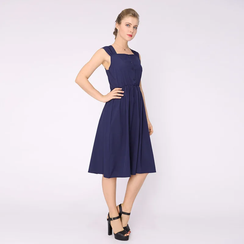 2019 плюс размер 4XL летнее женское платье без рукавов Милое сексуальное синего и