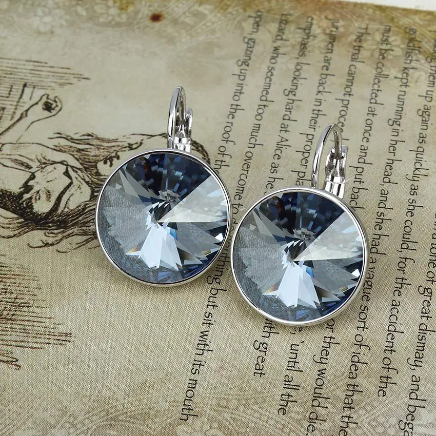 Platinum plating Dishana Висячие серьги для женщин, элегантные серьги с камнями, женские модные ювелирные изделия, Круглые Австрийские кристаллы, ювелирные изделия(E0098-1 - Окраска металла: Platinum plating