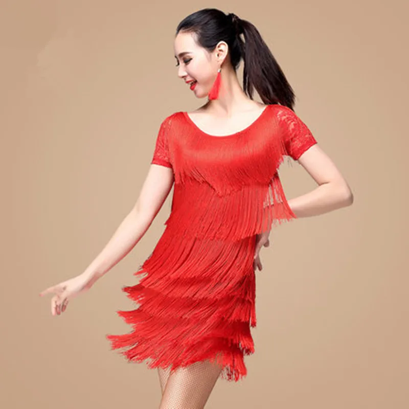 

Latin Dance Dress Adult 2017 New European Style Children Women Rumba Sumba Latin Tassel Dancing Skirt