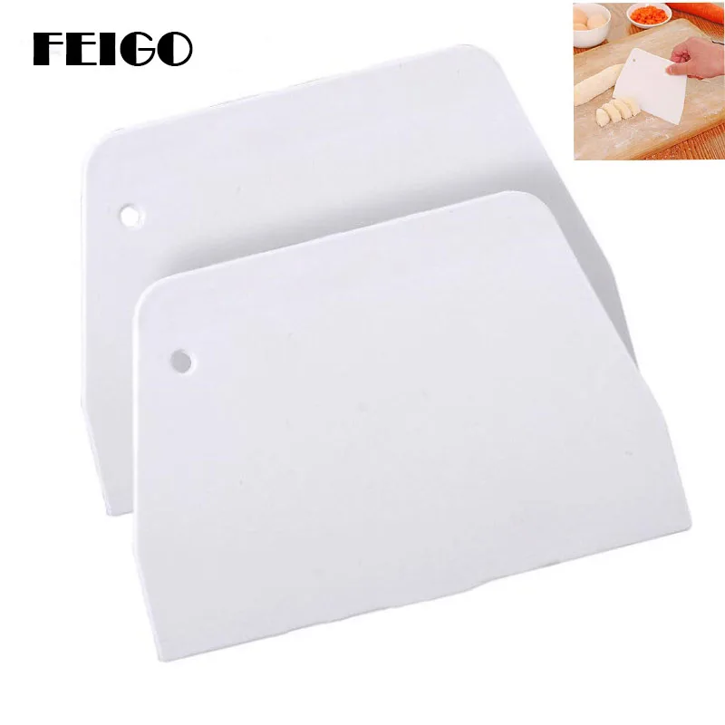 F163 White FEIGO 2 шт. DIY крем гладкая лопатка для приготовления торта выпечка Кондитерские инструменты скребок для теста кухонный нож для теста резак высокое качество F163 - Цвет: F163 White