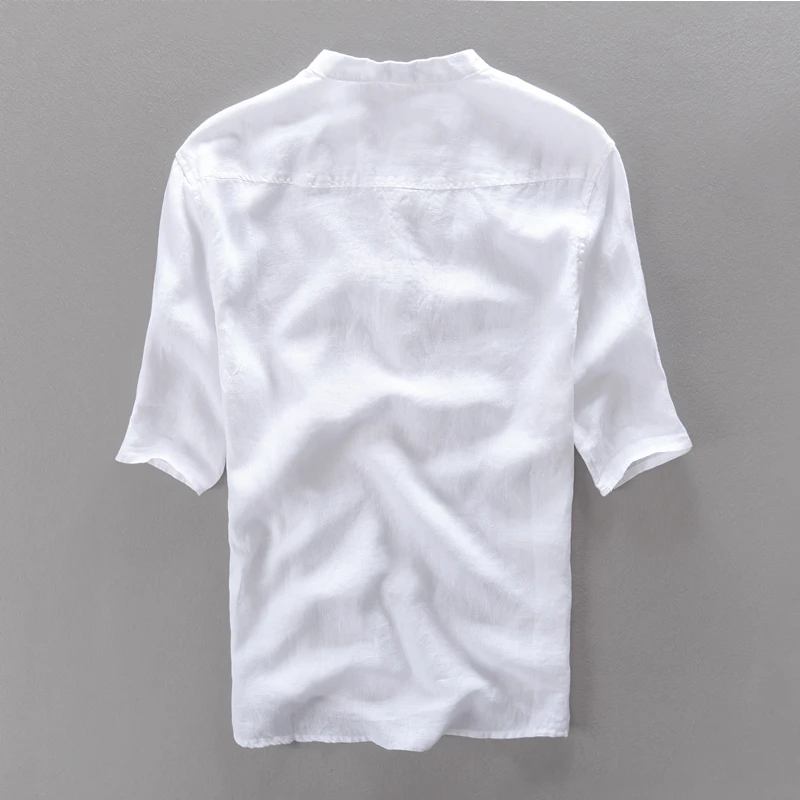 Мужская Повседневная рубашка linho camisa летняя дышащая большого размера с коротким