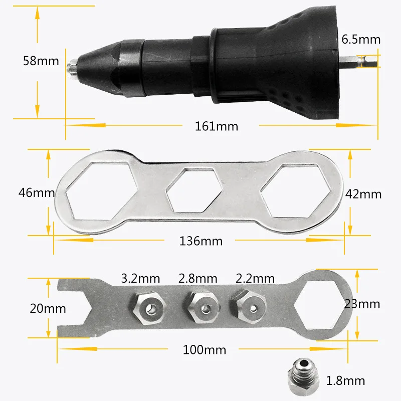 Electric Pull Rivet Conversion Adapter Nut Guns Riveting Drill Adaptor Tool Multifunction Nail Gun Rivets | Инструменты