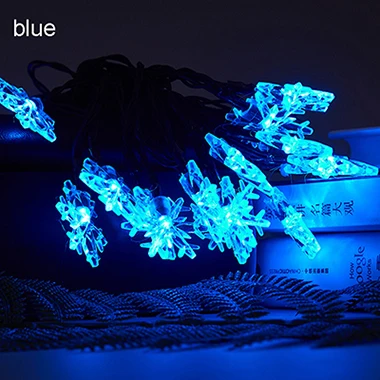 blue 6,5 м 30LED Солнечный снег хлопья струнный свет Водонепроницаемый Открытый медный провод Рождественская гирлянда для сада Свадебная вечеринка украшения - Испускаемый цвет: blue
