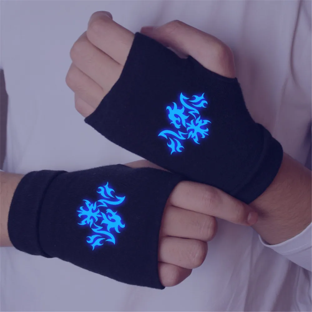 Светло-зеленый Аниме атака на Титанов Madara cat Finger Хлопковые вязаные наручные перчатки варежки для влюбленных аниме аксессуары косплей перчатки без пальцев - Цвет: Светло-зеленый