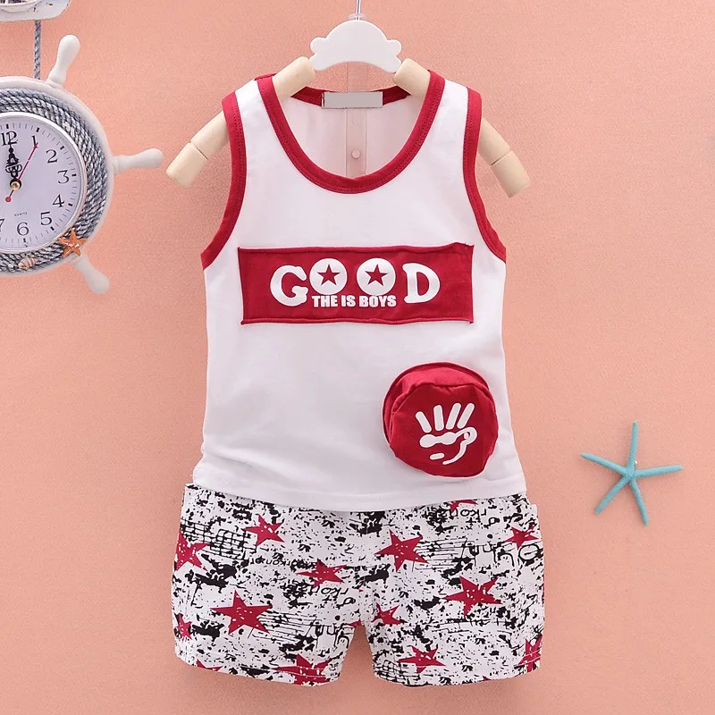 

Toddler Kids Boys Clothing Set Baby Summer Outfits Cartoon Sleeveless Vest Pattern Shorts Boy Shorts Sets In Kids