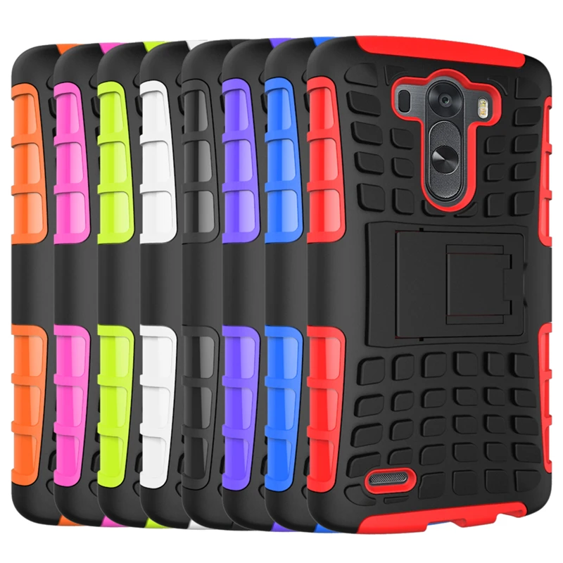 Silicon + Plastic 2 in 1 Dual Layer Shockproof Stand Phone Protection Case Cover For LG G3 |