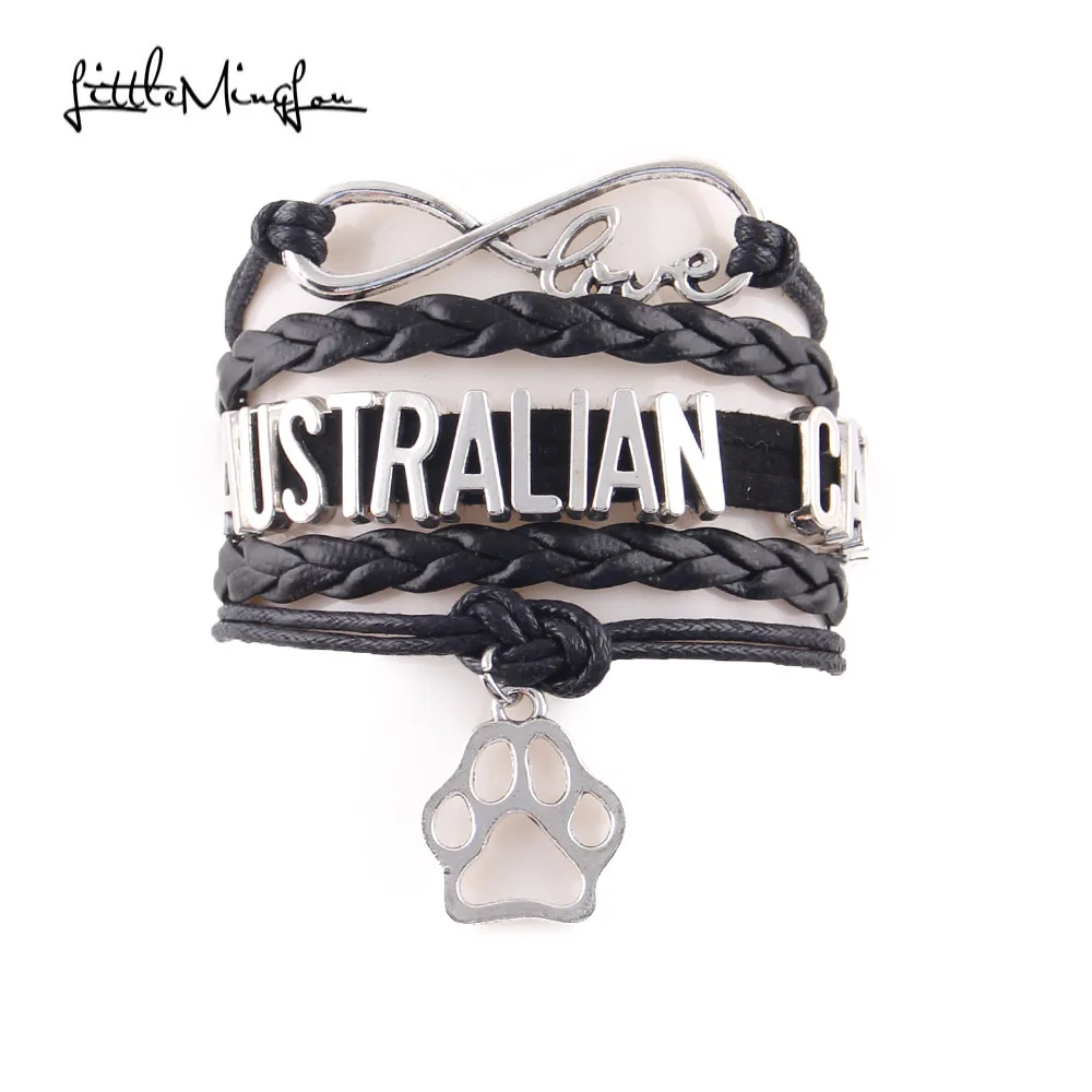 Мужской кожаный браслет Little MingLou Infinity love из амулет лапа в австралийском стиле для