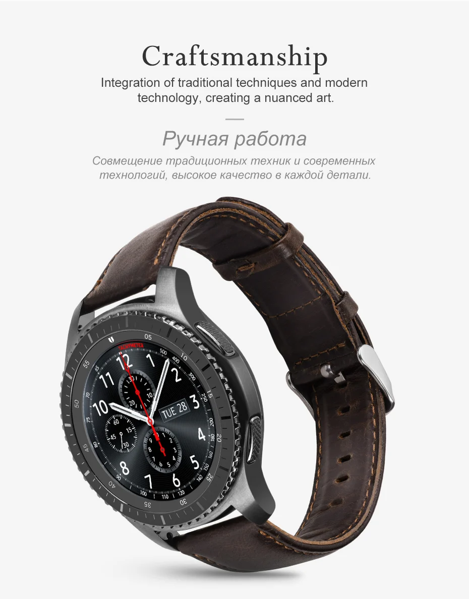 HOCO Quick Release Watch Band 22 мм ремешок из натуральной кожи для samsung gear S3 Classic Frontier Galaxy Watch 46 мм Смарт-часы