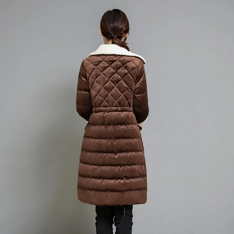 Золотая Бархатная длинная Парка женская зимняя куртка 2020 НОВАЯ тонкая Теплая