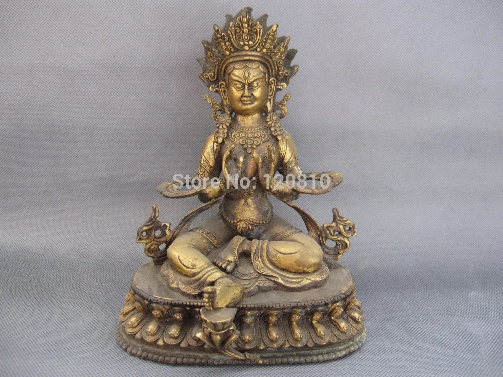 

9'' Old Tibet Tibetan Bronze Wrathful Green Tara Buddha Statue