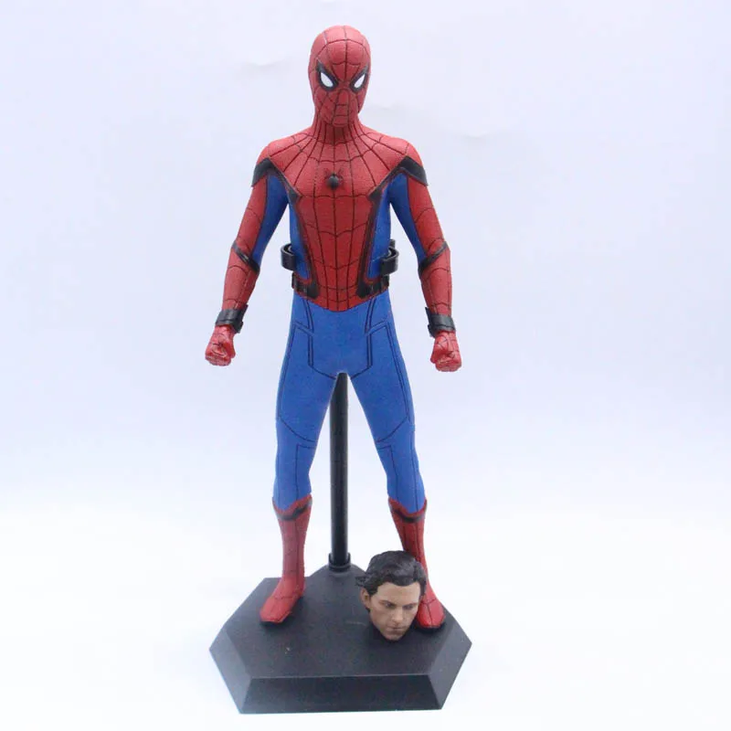 2 знака Сумасшедшие игрушки Marvel Мстители Человек-паук домой с костюмом Статуэтка из ПВХ фигурка модель игрушки 2 головы 25 см - Цвет: no suit no box