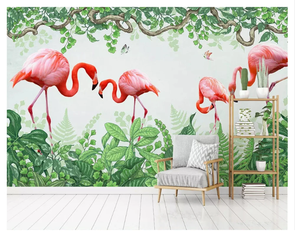 

beibehang Custom fashion classic silky wallpaper flamingo modern minimalist Nordic background painting wall papers home decor