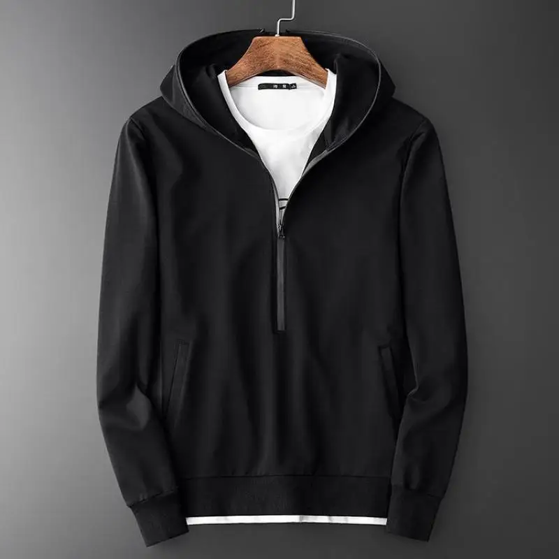 Мужская приталенная куртка на молнии с капюшоном весна-осень | одежда