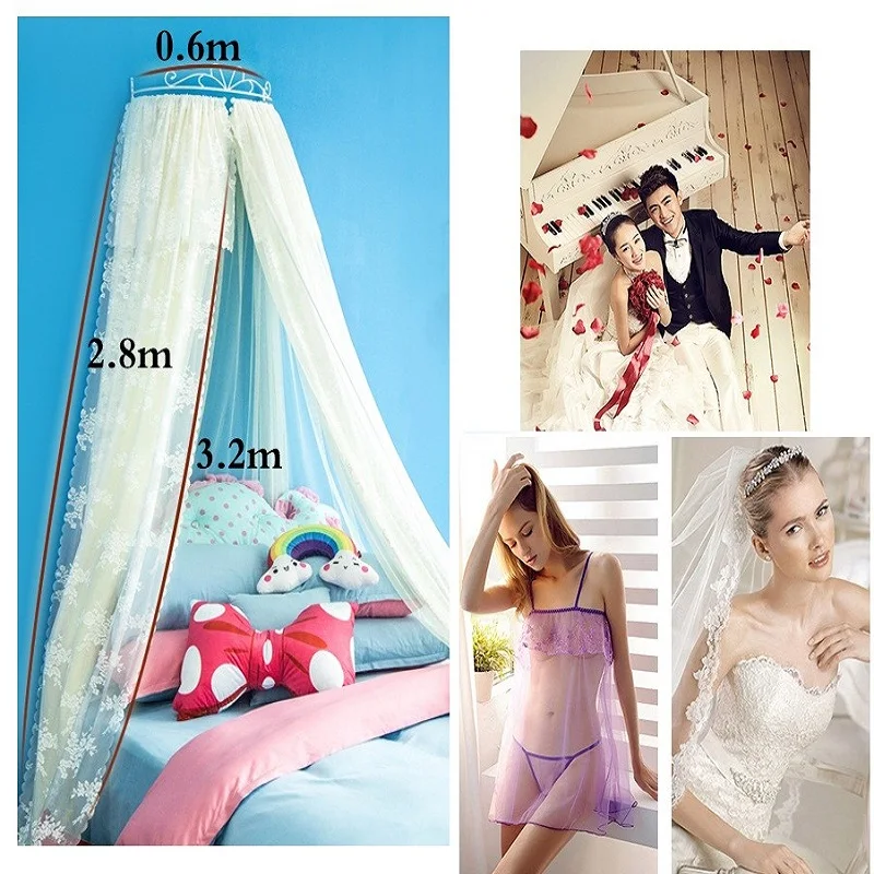 Роскошный дворец принцесса москитная сетка двойная кружевная Кровать Навес