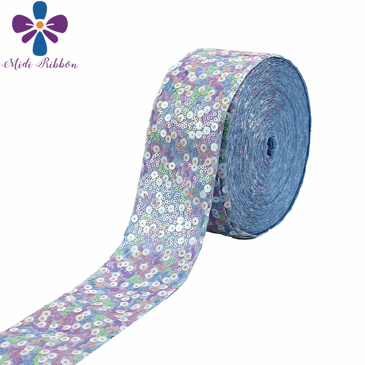 3"75mm Shiny Cutting Sequin Ribbon Colorful Aqua Pink Purple DIY Wedding Party Decor Hair Bowknows Making 25yards/roll